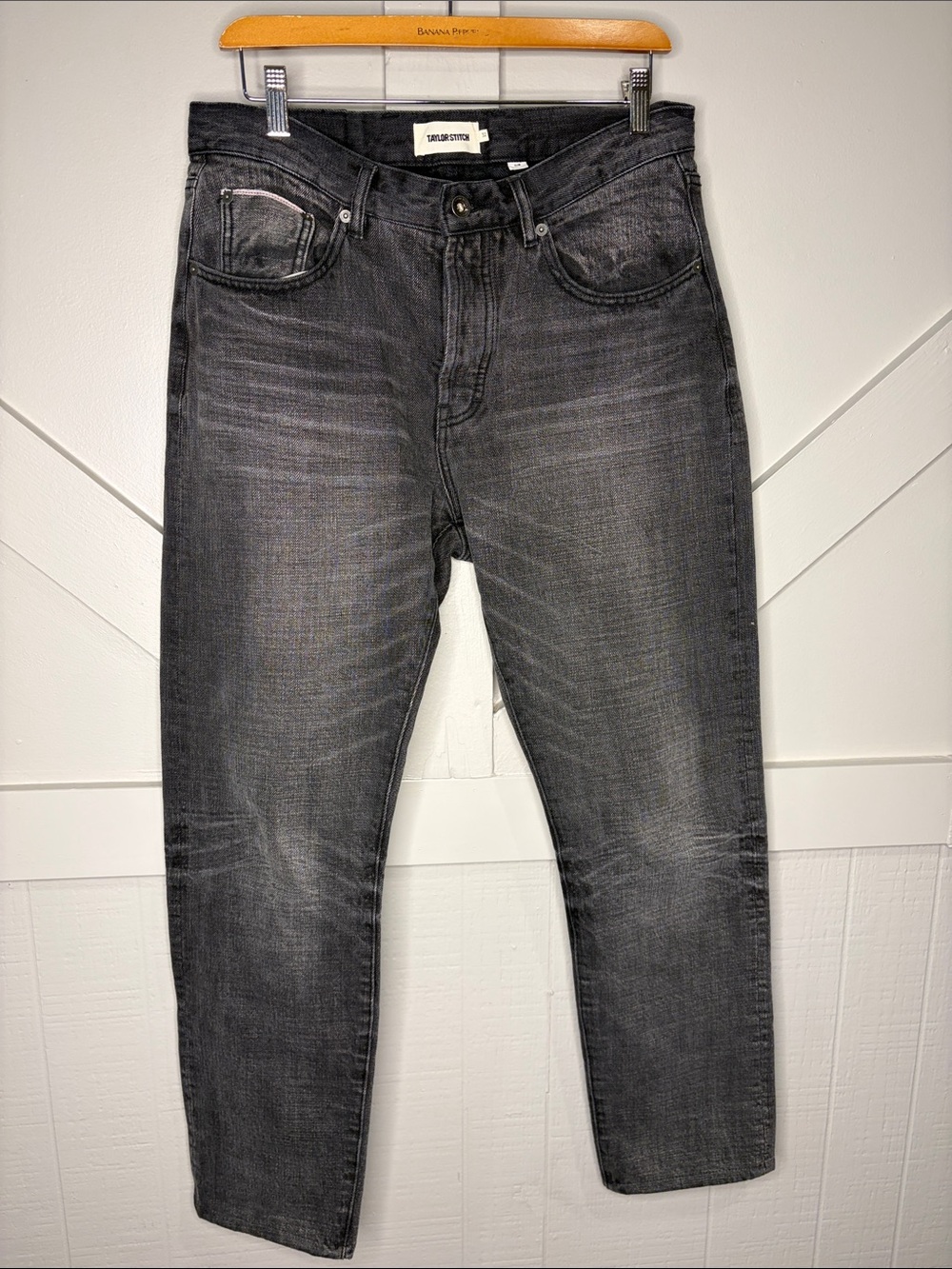 Taylor Stitch Slim Fit Button Fly Jeans Men’s 32 Gray Black Selvedge Denim USA